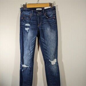 NWT LOFT Jeans Women Sz‎ 25 Blue Distressed Skinny Low Rise Pants
